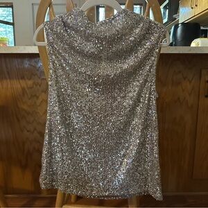 Cable & Gauge Shimmering Silver Sequin Top